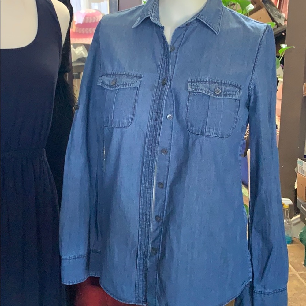 J. Crew Denim L/S Chambray Button-Down Shirt!